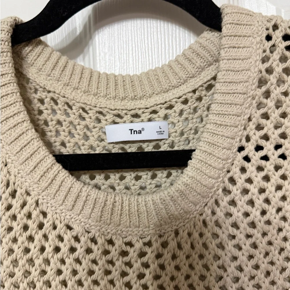 TNA‎ x ARITZIA dundas open knit sweater vest tan size large